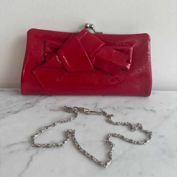 Glossy red & pink clutch purse - Picture 3 of 7